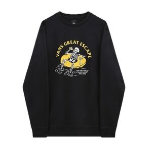 VANS Off the Wall Great Escape Permanent Vacation Black Skull Skeleton T-Shirt S